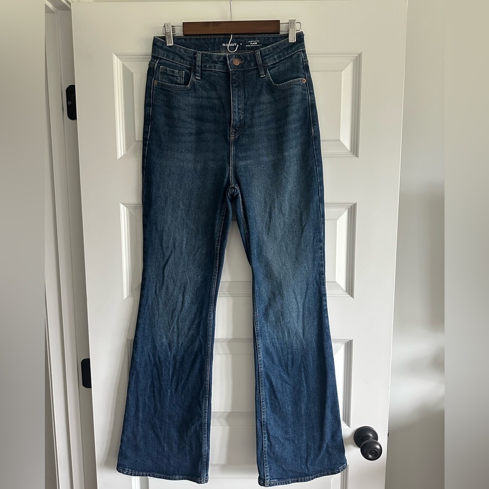 High-Rise Flared Women's Jeans in Dark Blue